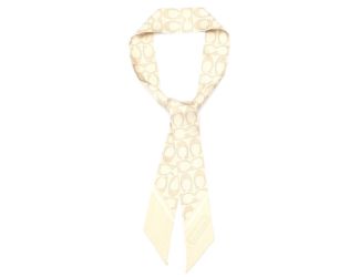 Vintage Signature C Printed Silk Skinny Scarf - Chalk