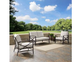 Kaplan 3Pc Outdoor Loveseat Patio Furniture Set