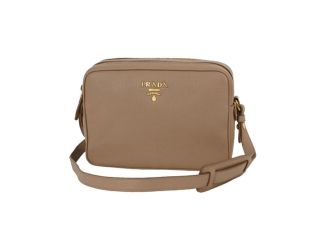 Prada Beige Vitello Phenix Leather Double Zip Crossbody Bag