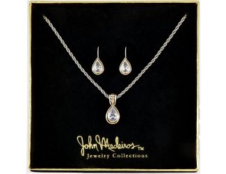 Gift Set - Beijos Pear Bezel - Necklace K5020-AF05, Earrings F5021-AF00