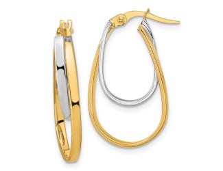 14k Two-tone Polished Double Oval Hoop Earrings