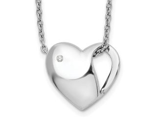White Ice Sterling Silver RH Plated White Ice .01ct. Diamond Heart 18" Necklace