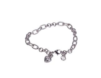Ladies 7" Link Chain Bracelet with "JM" stamped small charm. Lobster Claw adjustable closure