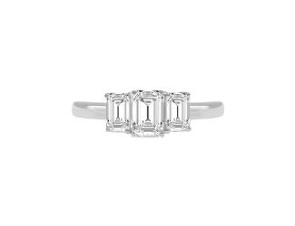 1CTW 3 Stone Emerald Lab Diamond Ring Size 9