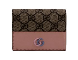 Gucci GG Marmont Canvas Leather Card Case Wallet Pink Blue