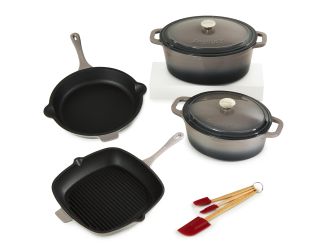 Neo 9pc Cast Iron Cookware Set, Oyster