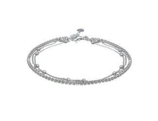 PARIKHS Rhodium Plated Layered Bead Chain Adjustable Bracelet in 925 Sterling Silver