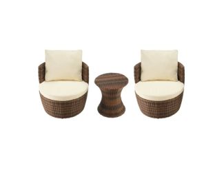 Romantic Collection - Outdoor 3-Piece Bistro Set - Dark Brown & Beige
