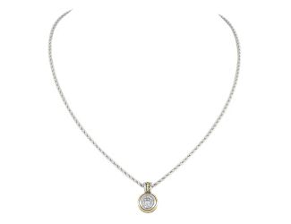Beijos 8mm Bezel Set Necklace,  Clear CZ. Length: 18"Pendant: 3/4"L x 1/2"W x 1/4"Thick