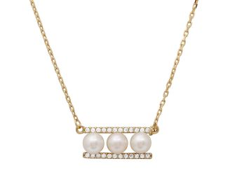 PARIKHS Gold Plated 3 Fresh Water Pearl On 2 CZ Bar Necklace in 925 Sterling Silver