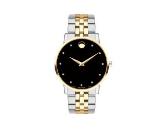 Mens Museum Classic Two-Tone Diamond Marker Watch Black Dial