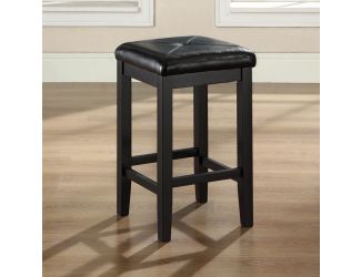 24" Square Upholstered Seat Black Bar Stool (Pairs)