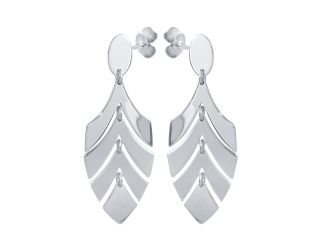 PARIKHS Rhodium Dangling Flexible Half Leaves Earring in 925 Sterling Silver