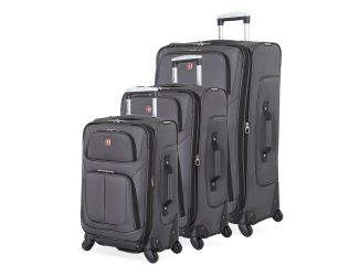 6283 Expandable Spinner 3pc Softside Luggage Set Gray