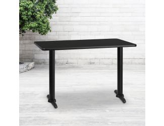 30" x 48" Rectangular Black Laminate Table Top with 5" x 22" Table Height Bases