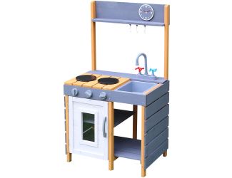 Children's Wooden Indoor/Outdoor Play Kitchen with Sink, Stove, and Oven