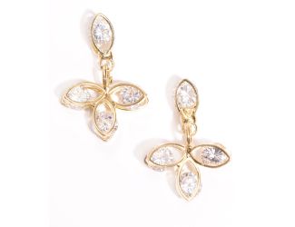 Pinch Crystal 3 Petal Drop Earrings