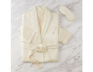 Satin Robe & Eye Mask Gift Set - Small/Medium Ivory