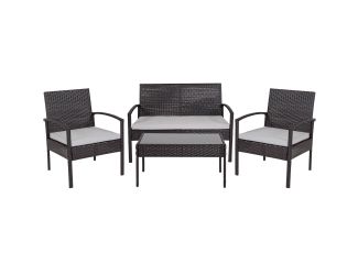 4pc Aransas Series Patio Set with Gray Cushions