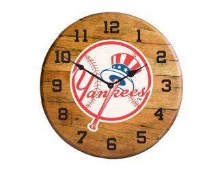 New York Yankees Oak Barrel Clock