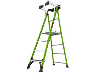 FORTRESS 4ft Fiberglass Platform Ladder w/ Wraparound & Ground Cue