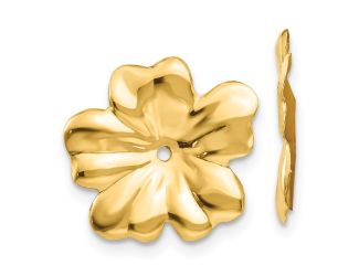 14k Polished Floral Earring Jackets