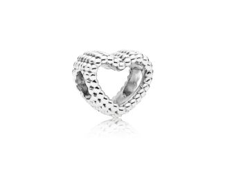 Beaded Heart Silver Charm