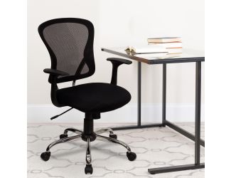 Mid-Back Black Mesh Swivel Task Office Chair with Chrome Base and Arms
