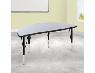 47.5" Half Circle Wave Collaborative Grey Kids Adjustable Height Activity Table