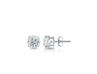 Bright White Round Lab Grown Diamond Stud in 14K White Gold 0.50ct, Color-FG, Clarity-VVS