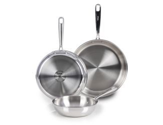 Pro Tri-Ply Stainless 3-Piece Fry Pan Set