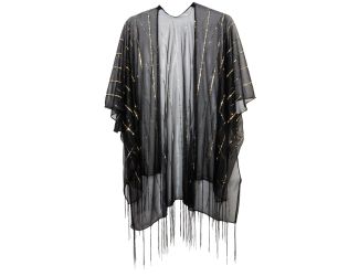 Solid Fringe and Stripe Holograms Kimono
