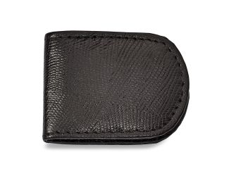 Black Leather Lizard Grain Money Clip
