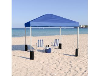10'x10' Blue Pop Up Straight Leg Canopy Tent With Sandbags and Wheeled Case