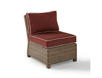 Bradenton Outdoor Wicker Sectional Center Chair with Sangria Cushions