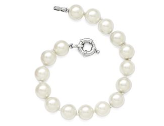 Sterling Silver Majestik 10-11mm Shell Bead Bracelet