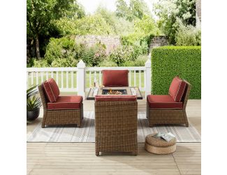 Bradenton 5Pc Outdoor Wicker Conversation Set W/Fire Table