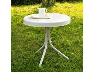 Griffith Metal 20" Side Table in White Finish