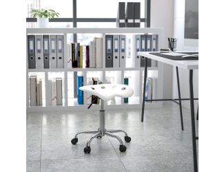 Vibrant White Tractor Seat and Chrome Stool - Drafting & Office Stools