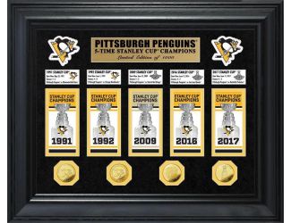 Pittsburgh Penguins 5-Time Stanley Cup Champions Deluxe Gold Coin & Banner Collection