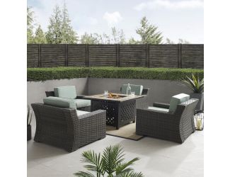 Beaufort 5Pc Outdoor Wicker Chair Set W/Fire Table