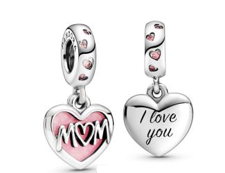 Mom Script Heart Dangle Charm