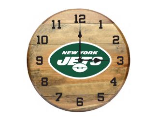 New York Jets Oak Barrel Clock