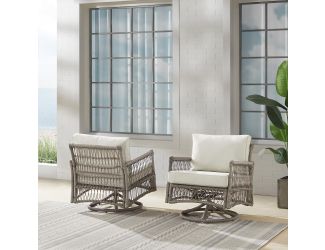 Thatcher 2Pc Outdoor Wicker Swivel Rocker Chair Set