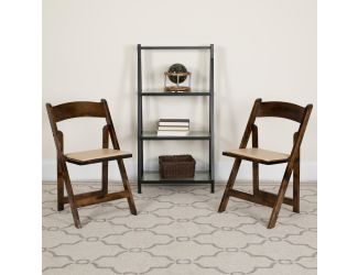 2 Pack Fruitwood Wood Folding Chair with Detachable Vinyl Padded Seat