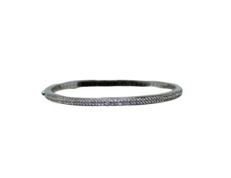 Double Row CZ Hinged Bangle Bracelet