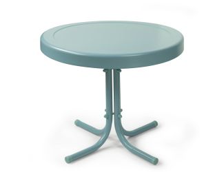 Retro Metal Side Table in Caribbean Blue