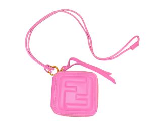 Fendi FF Cube Embossed Small Zip Wallet Pink Leather with Strap