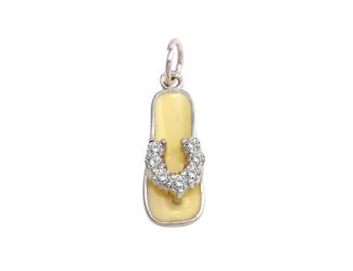 PARIKHS Rhodium Plated White Enamel Clear CZ Sandal Pendant with chain in 925 Sterling Silver
