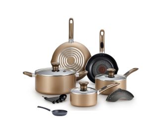 Excite Non-Stick 14-Piece Cookware Set plus plus Specialty Non-Stick One-Egg Wonder Package - Bronze